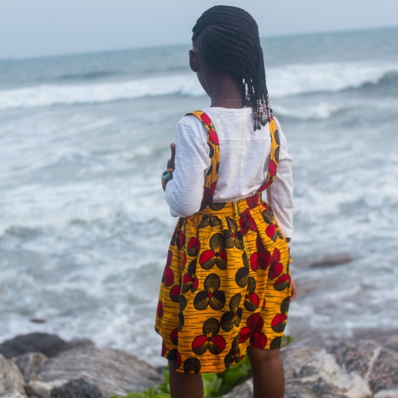 African Girl's Yellow Ankara Print Jumper - Picture 3 of 5